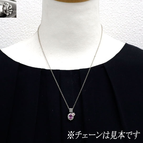 ジュエルスタジオ Pt900/K18YG 通常加熱ピンクサファイア ダイヤ ペンダントトップ 1.04ct PS0.03ct D0.20ct フラワー