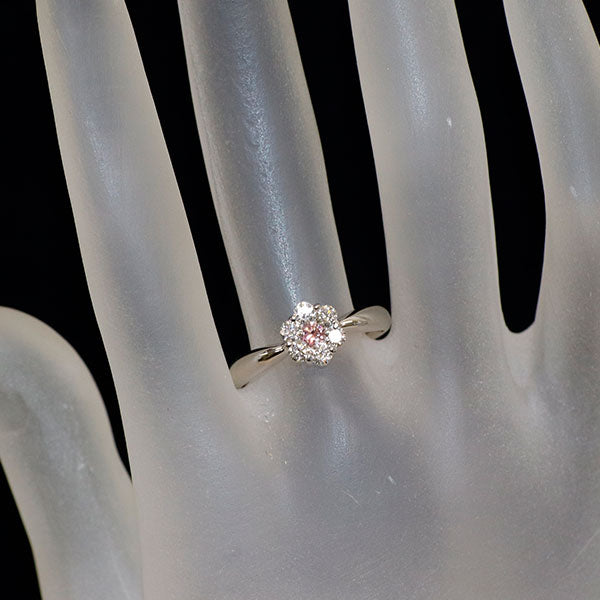 Pt900 天然インテンスピンクダイヤモンド リング 0.104ct FIP I1 D0.40ct フラワー