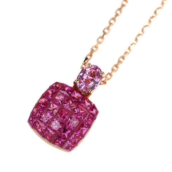 GSTV K18PG ピンクサファイア ペンダントネックレス 0.23ct ミステリーセッティング