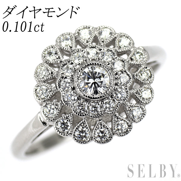 Pt900 ダイヤモンド リング 0.101ct D0.23ct アンティークレース