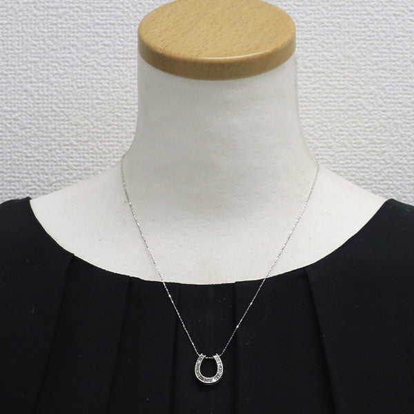 K18WG ダイヤモンド ペンダントネックレス 0.38ct 馬蹄 ホースシュー