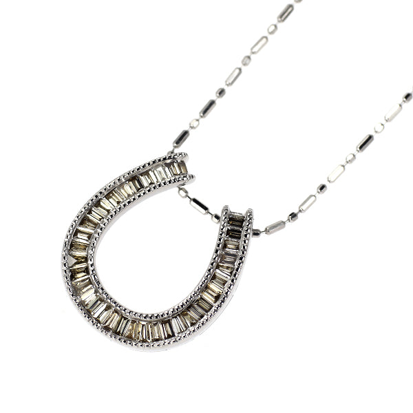 K18WG ダイヤモンド ペンダントネックレス 0.38ct 馬蹄 ホースシュー
