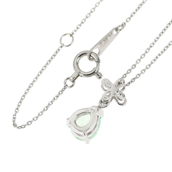 Pt900/ Pt850 強蛍光 ミントガーネット ダイヤモンド ペンダントネックレス 0.71ct D0.01ct