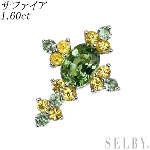 K18WG サファイア ペンダントトップ 1.60ct クロス