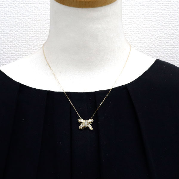 K18YG ダイヤモンド ペンダントネックレス 0.50ct リボン
