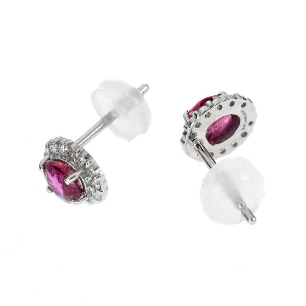 Pt900 ルビー ダイヤモンド ピアス 0.62ct D0.14ct