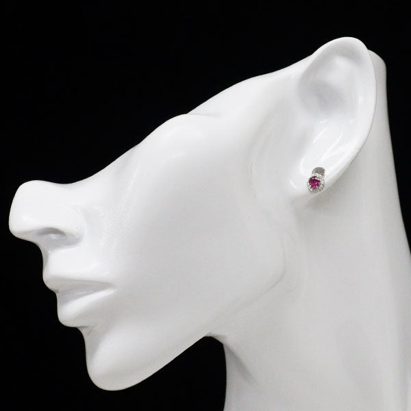 Pt900 ルビー ダイヤモンド ピアス 0.62ct D0.14ct