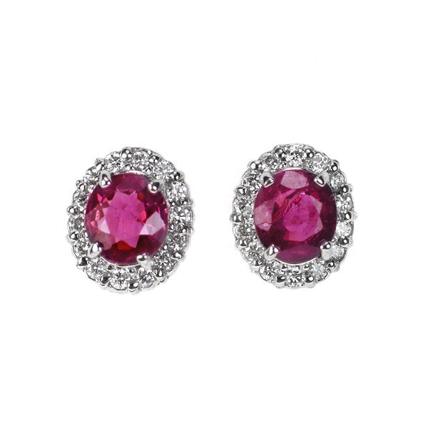 Pt900 ルビー ダイヤモンド ピアス 0.62ct D0.14ct