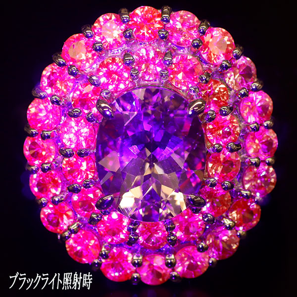 K14WG モルガナイト ピンクサファイア リング 2.31ct PS2.50ct