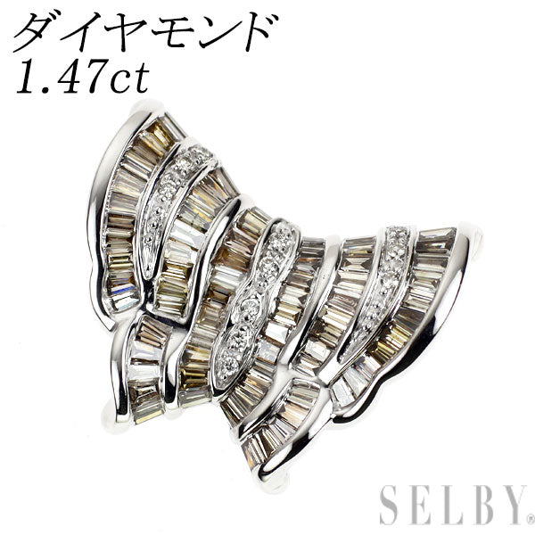 K18WG ダイヤモンド ペンダントトップ 1.47ct 蝶