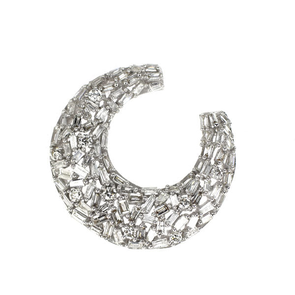 K18WG ダイヤモンド ペンダントトップ 0.50ct 馬蹄 三日月