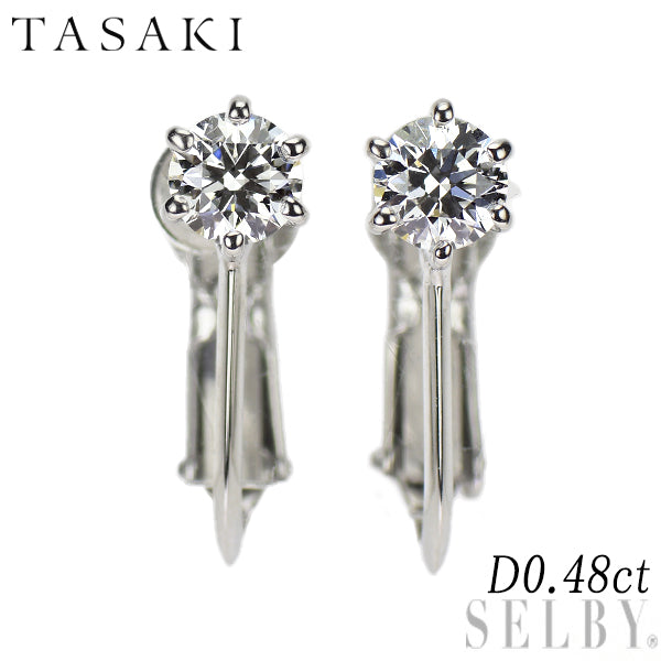 田崎真珠 Pt900 ダイヤモンド イヤリング 0.48ct