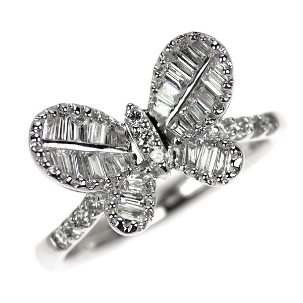 K18WG ダイヤモンド リング 0.65ct 蝶 パピヨン
