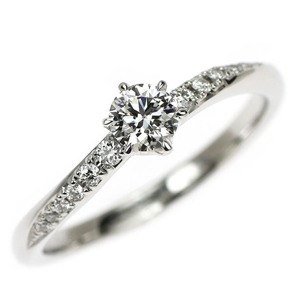 銀座シライシ Pt950 ダイヤモンド リング 0.300ct F VS1 3EXHC D0.098ct