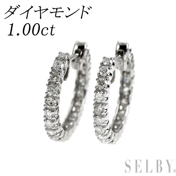 Pt900 ダイヤモンド フープ ピアス 1.00ct