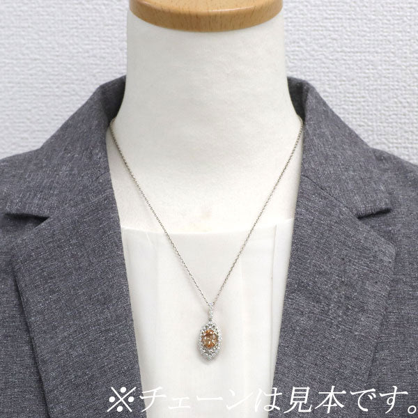 Pt900/K18PG サンセットオレンジ インペリアルトパーズ ダイヤモンド ペンダントトップ 2.30ct D0.26ct