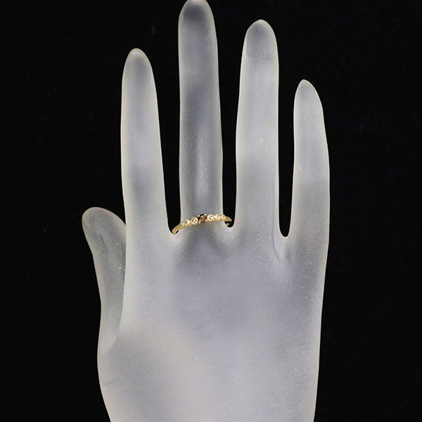 K18YG ブラウン/カラーレス ローズカット ダイヤモンド  リング 0.10ct D0.05ct