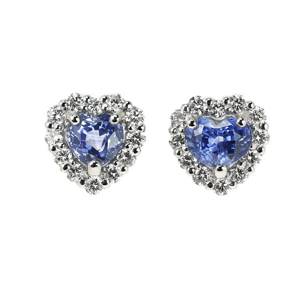 新品 Pt900 ハートシェイプ サファイア ダイヤモンド ピアス 2.00ct D0.64ct 【エスコレ】
