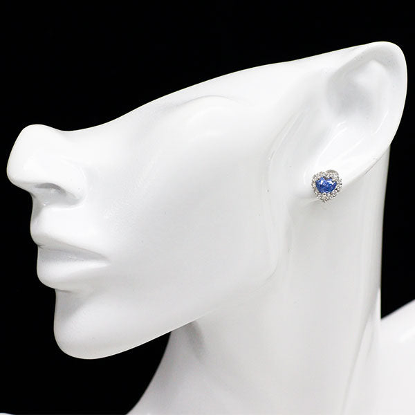 新品 Pt900 ハートシェイプ サファイア ダイヤモンド ピアス 2.00 D0.64ct 【エスコレ】