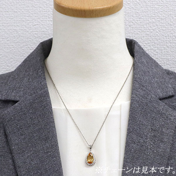 Pt900 インペリアルトパーズ ダイヤモンド ペンダントトップ 4.169ct D0.30ct