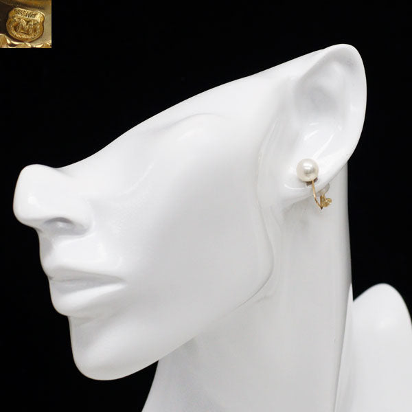 ミキモト K18YG アコヤ 真珠 イヤリング 径約7.7mm