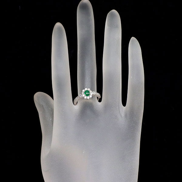 新品 希少Pt950 GIA産地鑑別付 コロンビア産F1エメラルド キャッツアイ ダイヤモンド リング 0.29ct D0.41ct【エスコレ】
