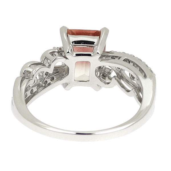 新品 希少 Pt950 バイカラーオレゴンサンストーン ダイヤモンド リング 1.20ct D0.19ct【エスコレ】