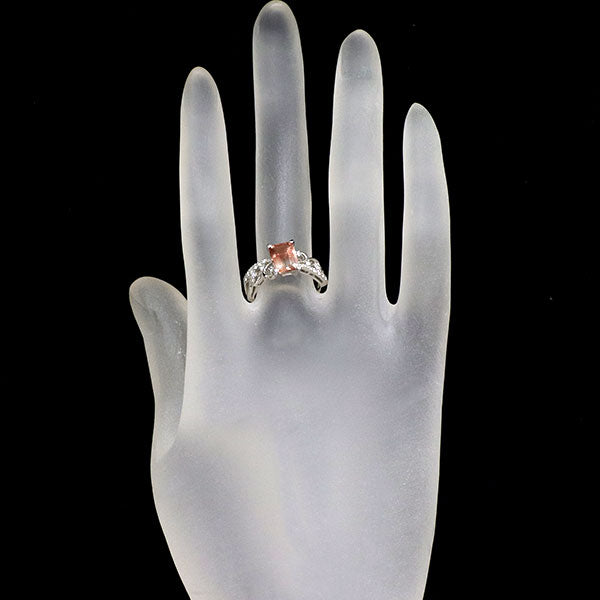 新品 希少 Pt950 バイカラーオレゴンサンストーン ダイヤモンド リング 1.20ct D0.19ct【エスコレ】