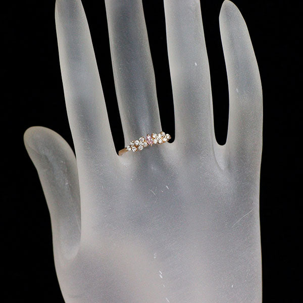 新品 希少 K18PG マーキスカット 天然ピンク ダイヤモンド  リング 0.056ct FPP SI2 D0.22ct 【エスコレ】