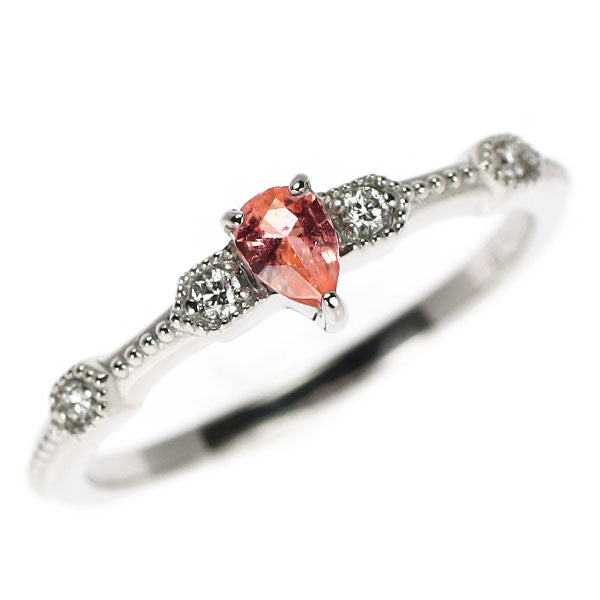 新品 希少 Pt950 ナイジェリア産 ヴェイリネナイト ダイヤモンド リング 0.120ct D0.04ct【エスコレ】