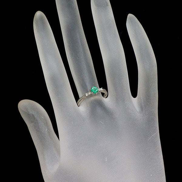 Pt850 エメラルド ダイヤモンド リング 0.27ct D0.06ct