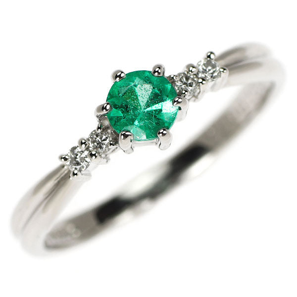 Pt850 エメラルド ダイヤモンド リング 0.27ct D0.06ct