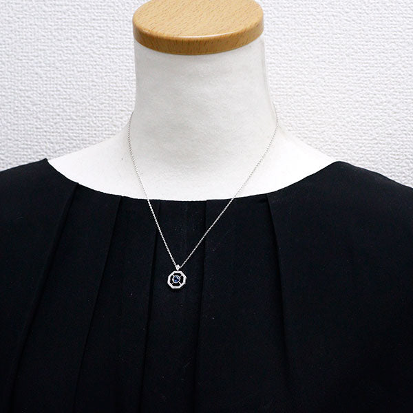 カールブラックバーン K18WG サファイア ダイヤモンド ペンダントネックレス 0.37ct D0.10ct