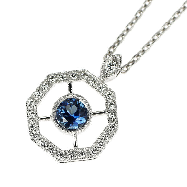 カールブラックバーン K18WG サファイア ダイヤモンド ペンダントネックレス 0.37ct D0.10ct
