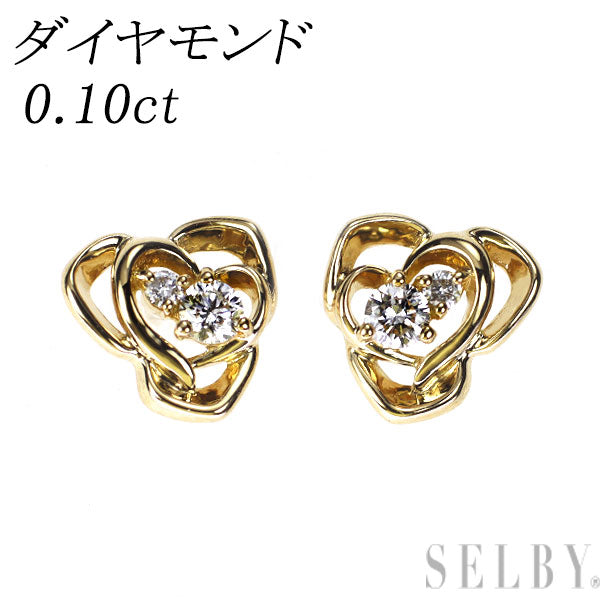 K18YG ダイヤモンド ピアス 0.10ct フラワー