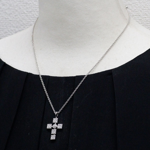 ブルガリ K18WG ダイヤモンド ペンダントネックレス ルチア クロス