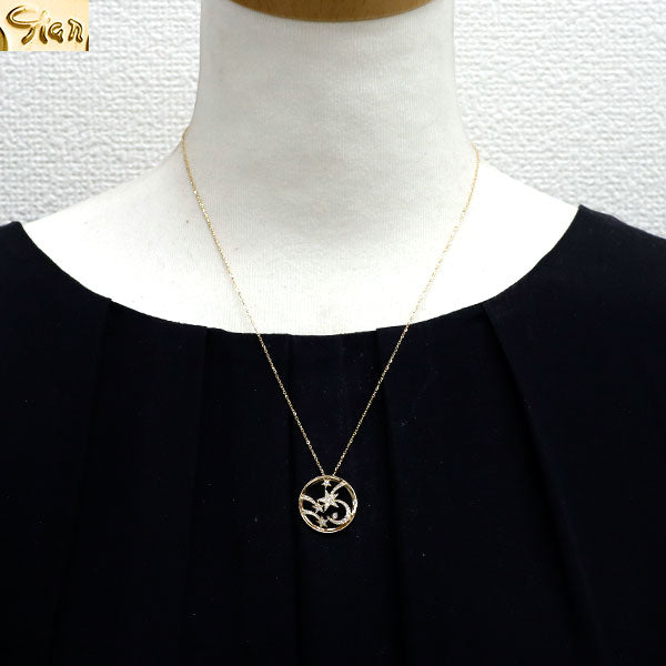 スタージュエリー K18YG ダイヤモンド ペンダントネックレス 0.25ct 満月 流れ星