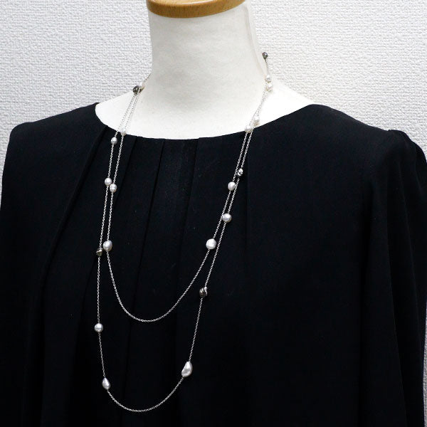 ミキモト K18WG 白蝶/黒蝶 真珠 ネックレス 幅約5.3-8.3mm 3Way