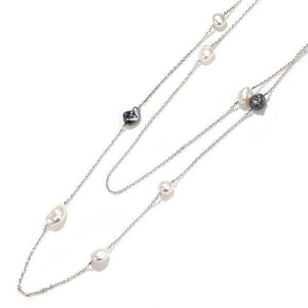 ミキモト K18WG 白蝶/黒蝶 真珠 ネックレス 幅約5.3-8.3mm 3Way