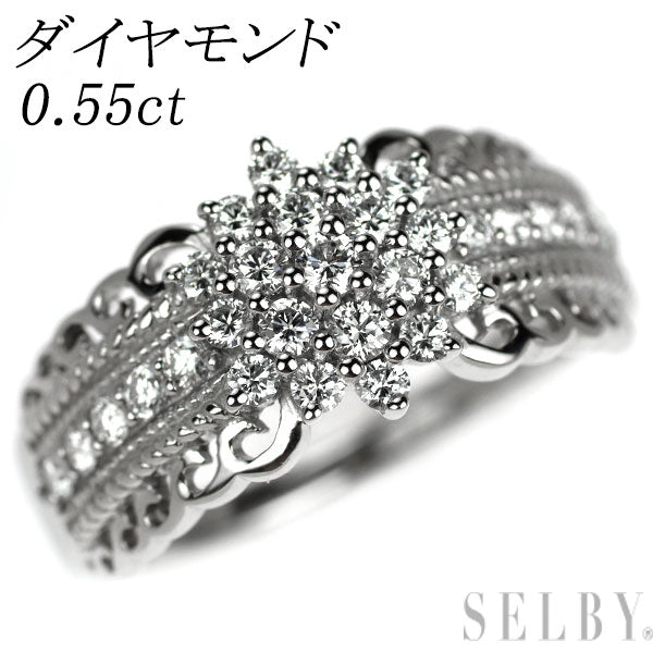Pt950 ダイヤモンド リング 0.55ct アンティークレース