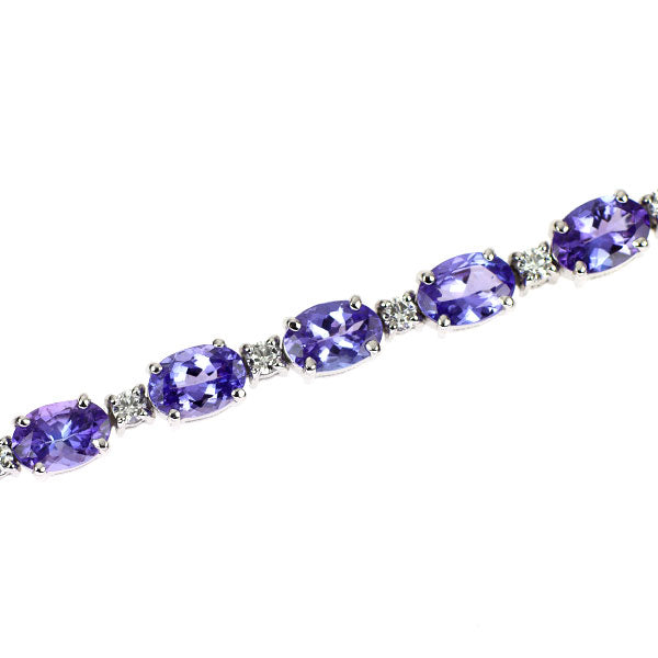 K14WG/ Pt850 タンザナイト ダイヤモンド ブレスレット 14.47ct D0.91ct