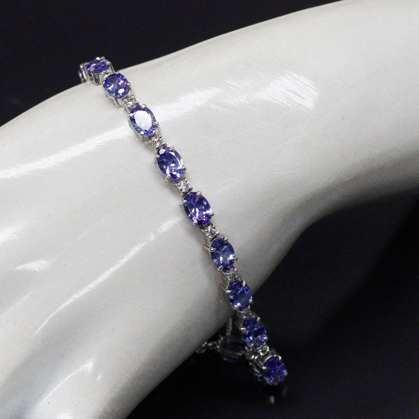 K14WG/ Pt850 タンザナイト ダイヤモンド ブレスレット 14.47ct D0.91ct