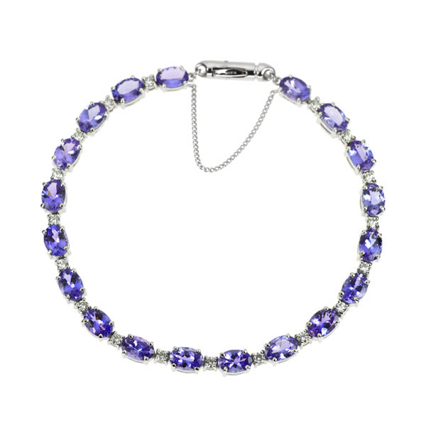 K14WG/ Pt850 タンザナイト ダイヤモンド ブレスレット 14.47ct D0.91ct