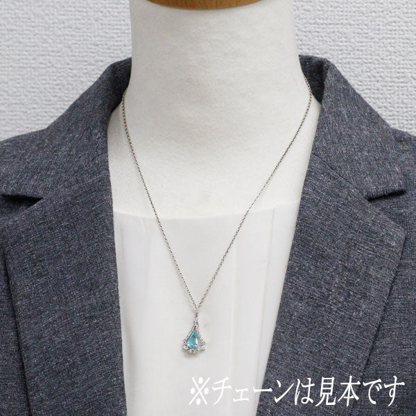 Pt900 モザンビーク産 パライバトルマリン ダイヤモンド ペンダントトップ 0.94ct D0.30ct