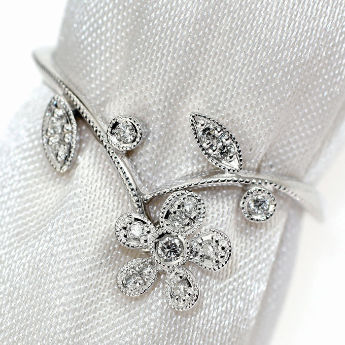 Abheri Pt900 ダイヤモンド リング 0.08ct 139A現行モデル フラワー 植物