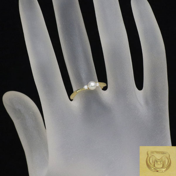 ミキモト K18YG アコヤ真珠 ダイヤモンド リング 径約 4.2mm