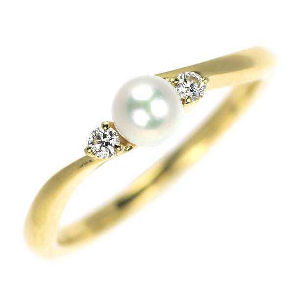 ミキモト K18YG アコヤ真珠 ダイヤモンド リング 径約 4.2mm
