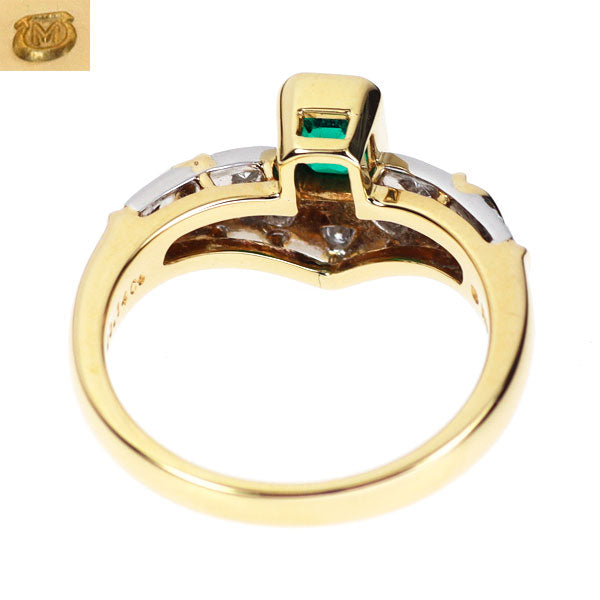 ミキモト Pt900/K18YG エメラルド ダイヤモンド リング 0.45ct D0.14ct
