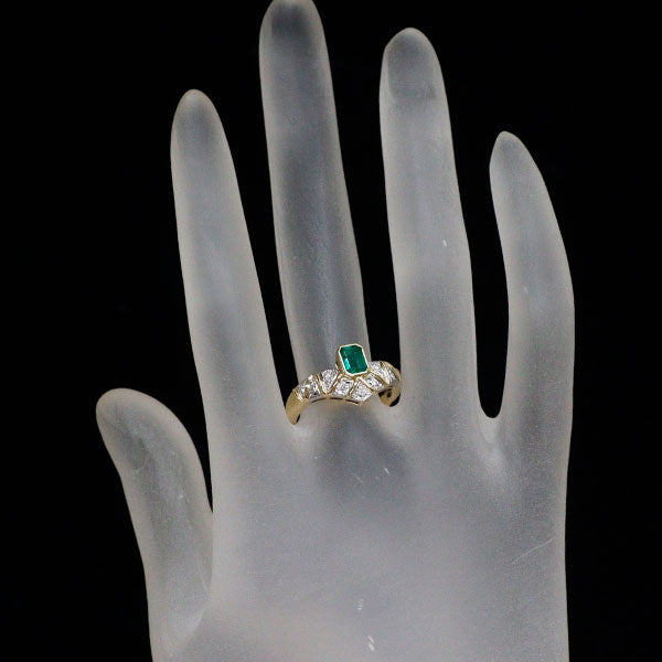ミキモト Pt900/K18YG エメラルド ダイヤモンド リング 0.45ct D0.14ct