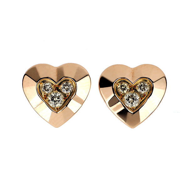 カシケイ K18PG ダイヤモンド ピアス 0.10ct アンフォゲッタブルハート キャッチ社外